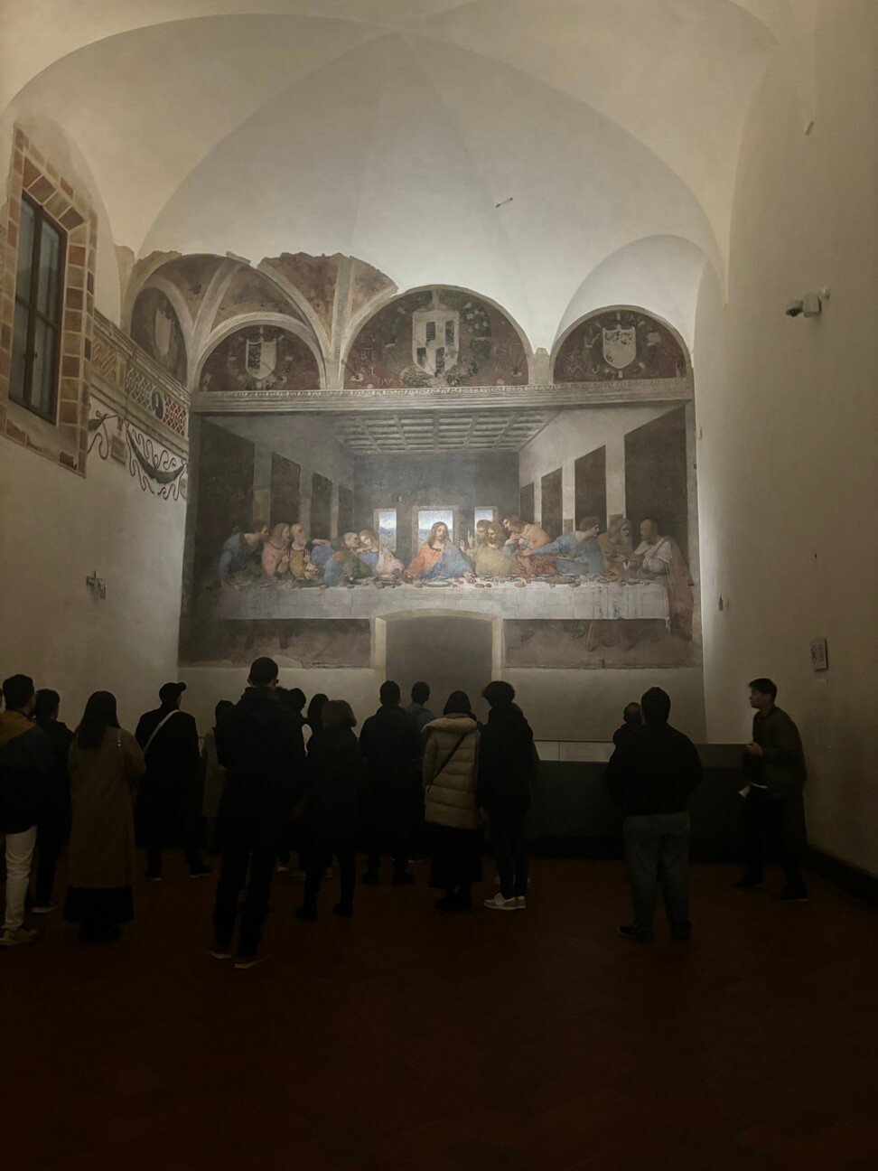 A view of the painting, The Last Supper by Leonardo da Vinci at Santa Maria delle Grazie in Milan.